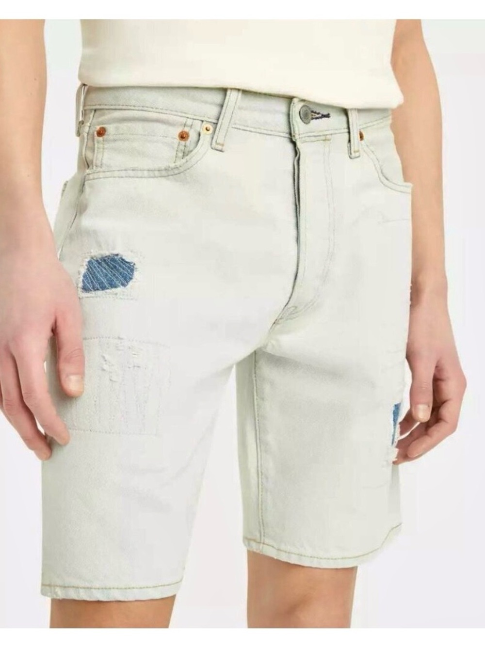 Levi’s Light Wash Denim 501 Patch Shorts